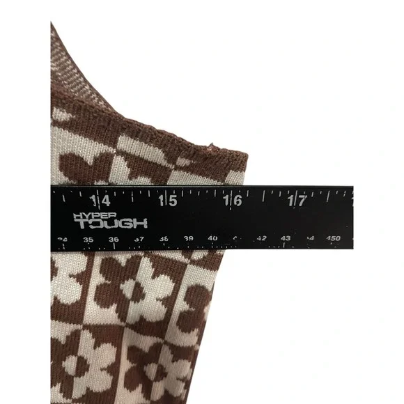 Hollister Brown Cream Floral Knit Dress Y2K Cottagecore Tank Midi L Retro - Picture 6 of 10